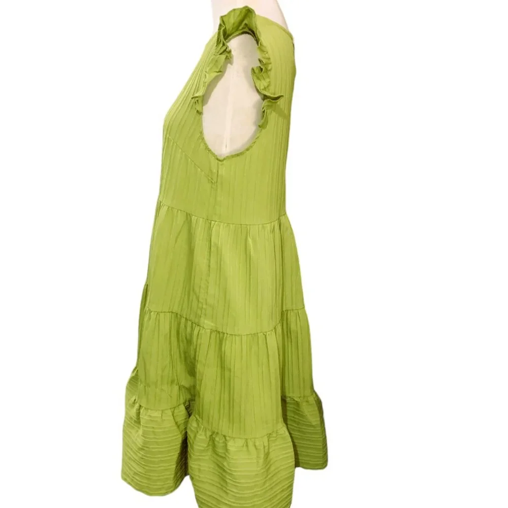 Anna-Kaci  Ruffle Shoulder Textured Dress - Picture 6 of 9